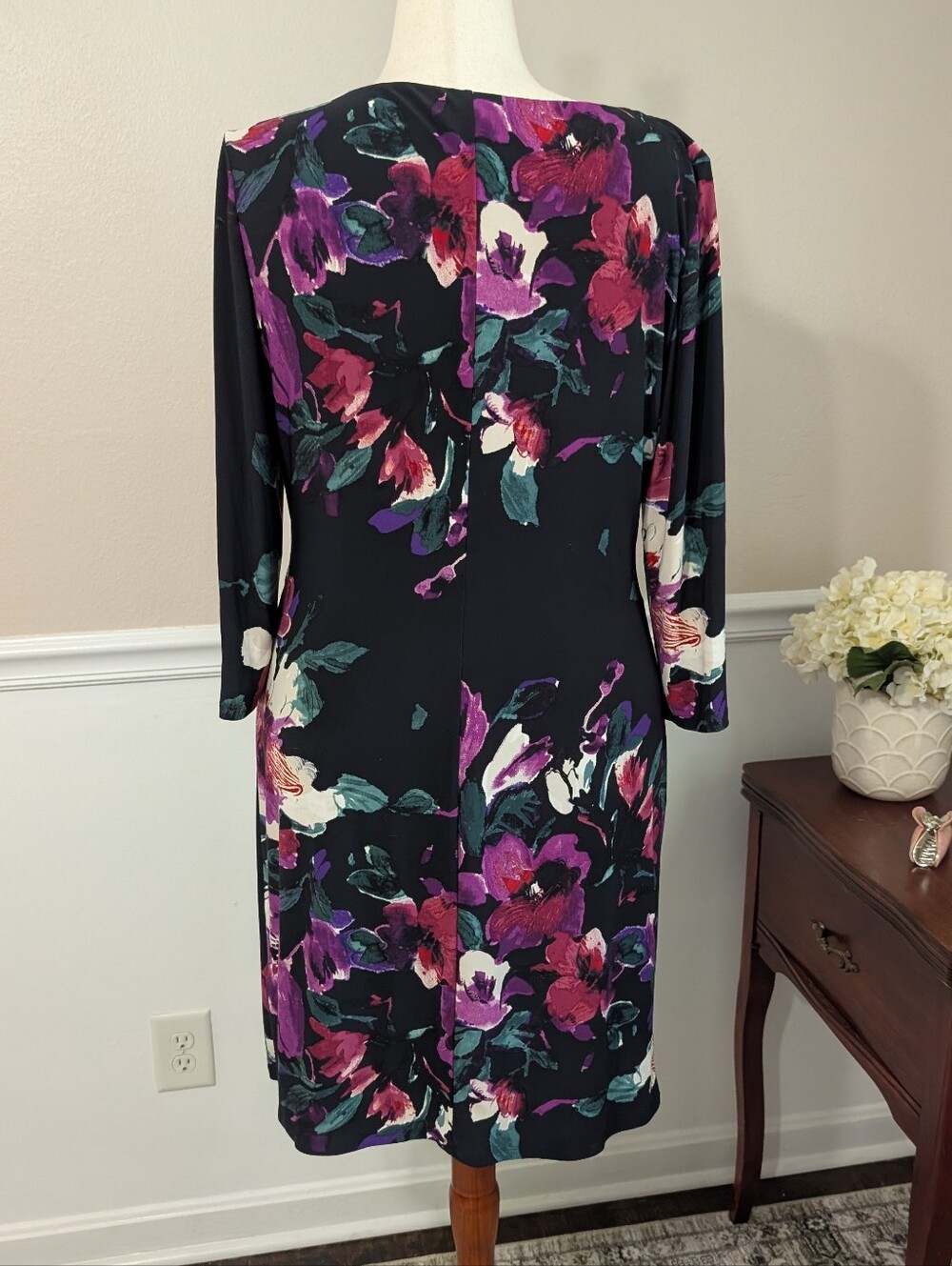 Lauren Ralph Lauren Floral Cowl Neck Dress Size 18 - Picture 4 of 7